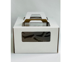 Коробка для торта с окном и ручками 30*30*19см г/ф